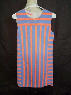 Vilagallo Blue and Orange Striped Shift Dress